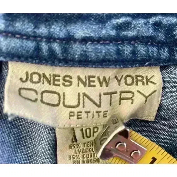 Jones New York Skirt Women’s Sz 10P Country Denim Jean Maxi Back Slit Vtg - Picture 11 of 13